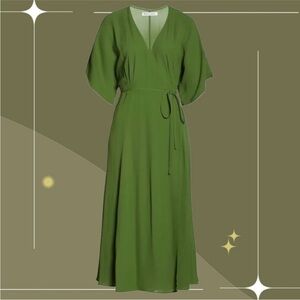Reformation Karen Wrap Midi dress - moss green. New with tags, never worn.